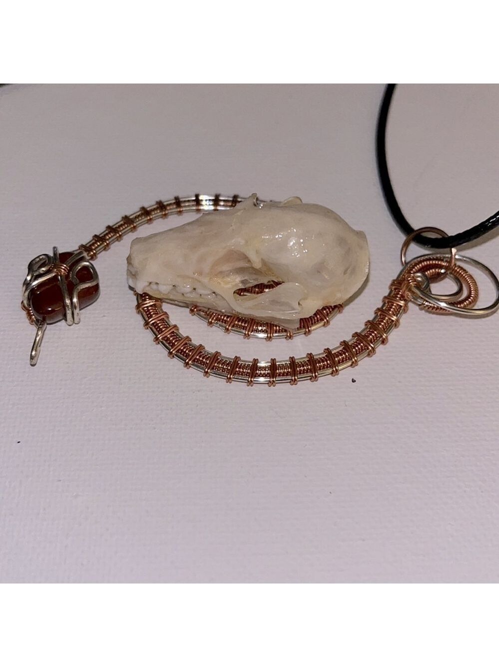 SNAKE Wire Wrapped Bat Necklace Handmade Vintage Upcycled - Picture 4 of 6